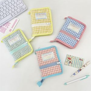 CUNXIN Fabric DIY Binder Notebook Covers Page Dividers Multipurpose Plaid Diary Book Shell Portable Aesthetic Diary Protective Cover Student