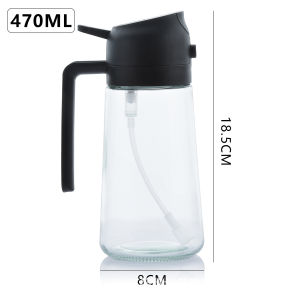 2-in-1 Glass Spray Oil Bottle – Press and Spray Dispenser for Cooking 470ml or 600ml