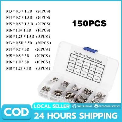 150PCS Stainless Steel Thread Repair Insert Kit M3 M4 M5 M6 M8 Rivet Nut Kit Helicoil Thread Repair Insert Kit