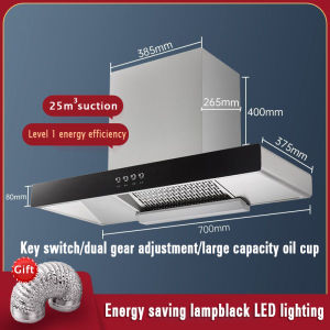 Double King 90cm Wall-Mounted Range Hood with Touch Control LED Lighting and Ductless System