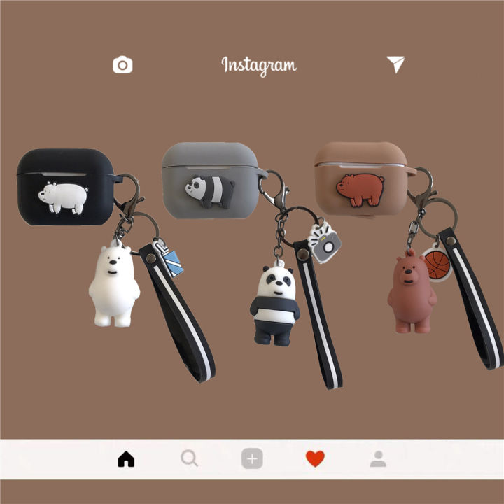 We Bare Bears Soft Silicone Case for Airpods Pro with keychain