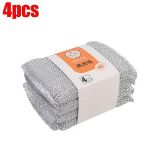 Feelife 12/4pcs Stainless Steel Wire Sponge Scouring Cloth Double Sides Dish Washing Sponges Reusable Kitchen Bowl Pot Brush Cleaner