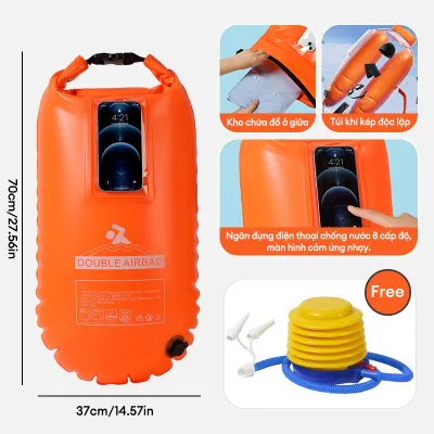 Phao bơi người lớn trẻ em pháo cứu hộ Kèm túi điện thoại cảm ứng và ngăn chứa đồ Phù hợp bơi ngoài trời