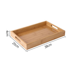 Bamboo Serving Tray with Handle Rectangular Wooden Storage Tray Coffee Kung Fu Tea Cup Tray Bread Fruit Dinner Food Plate 竹木托盘