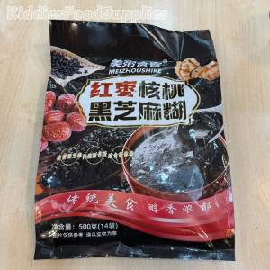 MeiZhouShiKe Black Sesame Paste & Red Date Walnut Black Sesame Paste 美粥食客手磨黑芝麻糊&红枣核桃黑芝麻糊 500g