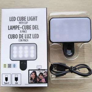Mini Selfie Fill Light Selfie Light 3 Color Modes Adjustable Brightness Clip-on LED for Phone Computers Photography Makeup