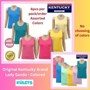 Wholesale 6 Pieces Original Kentucky Lady Plain Colored Sando for Teens Adults Women Tank Top Sleeveless ASSORTED