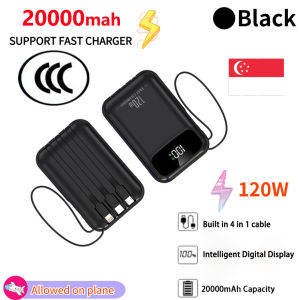 (CCC Certification)120W 20000mAh Super Fast Charging Power Bank High Capacity Safe Powerbank compact lightweight Digital Display Built-in Cables