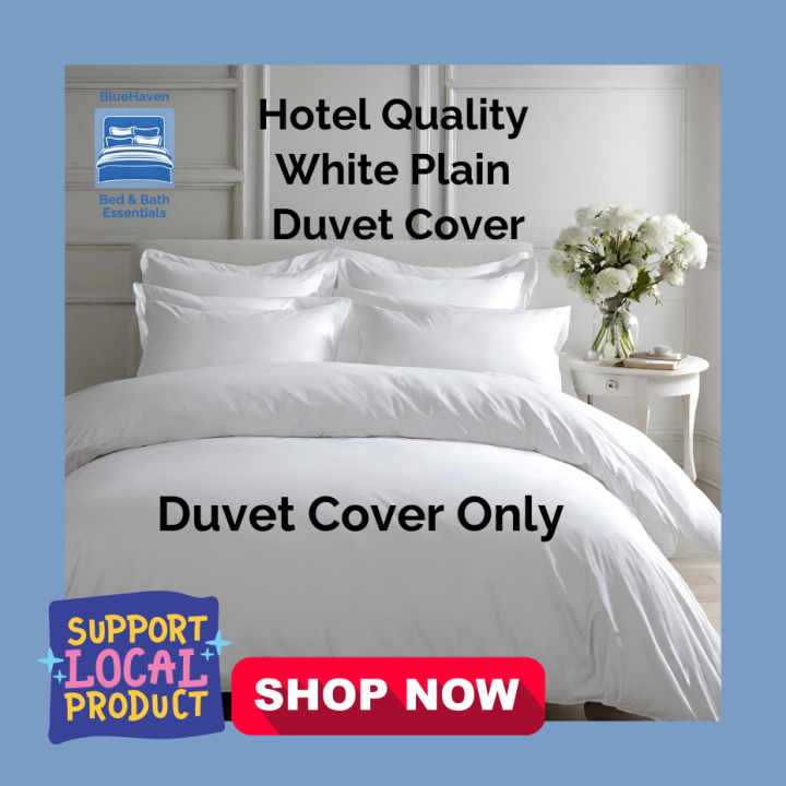 BLUEHAVEN Premium Plain White Quilt Cover, Hotel Quality Duvet Cover