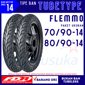 FDR Paket Ban Motor Flemmo 70/90-14 & 80/90-14 Tubetype TT Ban Motor Metic Ring 14