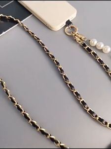 Long Crossbody Pearl Phone Lanyard Reinforced Clasp Anti-lost Hanging Chain Outdoor Mobile Accessory