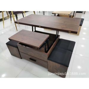 Lifting Coffee Table Nordic Simple Multi-Functional Movable Lifting Rental House Coffee Table Small Apartment Coffee Table Rising Variable Dining Table Tea Table