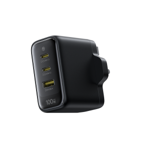 Baseus EnerFill FE22 100W GaN Fast Charger 2 USB-C + 1 USB Multi Port PD QC Fast Charging Adapter UK Plug for Laptop IP15 Fast Charge Safety Mark:260266-11