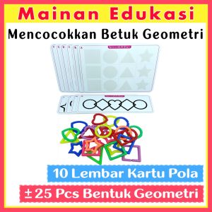 Mainan Edukasi MENCOCOKKAN bentuk dan warna RANTAI GEOMETRI / montessori play matching shape and color