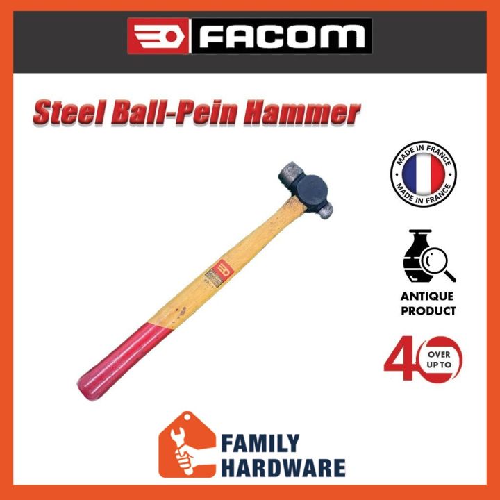 FACOM Steel ball-pein 202 1/2” hammer with hickory wood handle Over 40 ...