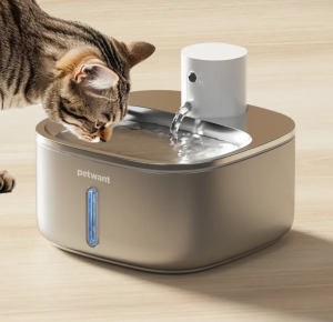 Petwant 3.2L Stainless Steel Battery Operated Automatic Pet Cat Drinking Water Fountain for Outdoor Indoor