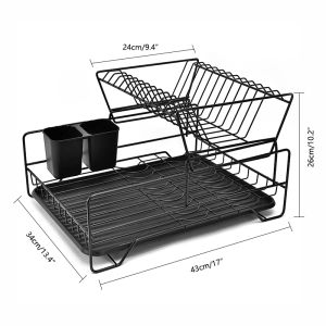 Onetwone món ăn giá lưu trữ giá đựng dao kéo có lỗ thoát nước Bát tổ chức các món ăn Giá sắt hai lớp Tấm cốc giá thoát nước thủy tinh giỏ Bộ đồ ăn giá lưu trữ