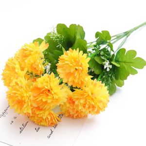 LOPU Cảm ứng thật Hoa cúc giả Giống như thật 10 đầu Hoa giả Đạo cụ chụp ảnh Thanh lịch Bó hoa nhân tạo Trang trí nhà cửa
