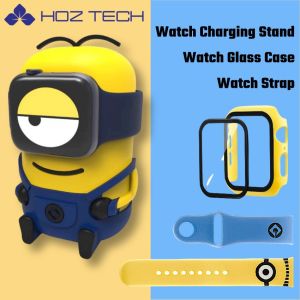 INOVAGEN เคสชาร์จนาฬิกา Appleลายมินเนียนนาฬิกาเคสกระจกป้องกันสายนาฬิกาอุปกรณ์เสริมสําหรับตั้งโต๊ะ