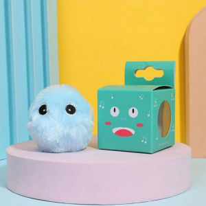 Fluffy Plush Cat Ball Toys with Teaser Animal Chirping Sound Cat Interactive Toys Ball  Catnip Squeaky Supplies Toy