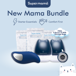 Supermama Lab New Mama Bundle | Air Plus Handsfree Electric Wearable Breast Pump + Flow Lactation Massager +  FREE Milk Storage Bags (6 Boxes)