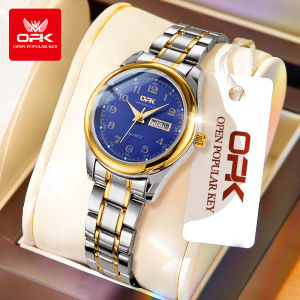 OPK 100% ของแท้ นาฬิกา ผู้หญิง กัน น้ำ ของแท้ ใหม่ 2026 สายสแตนเลส แฟชั่น พระคุณ เรียบง่าย ปฏิทิน ส่องสว่าง นาฬิกาควอตซ์
