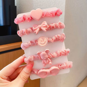 Junyeh 5Pcs/set Candy-colored Hair Tie For Kids Korean Style High Elasticity Not Hurt Hair Hair Ring Fashion Girl Scrunchies