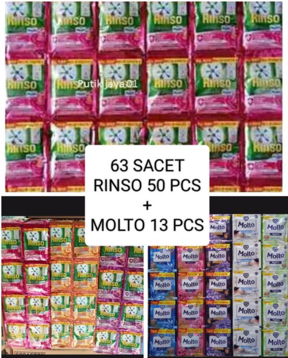 Paket Hemat Soklin Liquid Rinso Molto Cair Sachet Isi Saset Rinso Molto Cair Sachet Isi