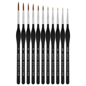 11Pieces Detail Brush Set for Art Painting Miniature Brush for Acrylic Watercolor Gouache Oil and Face Painting