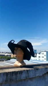 Fashion Angled Witch Hat Steeple Wizard Hat Popular Large Ruched Witch Hat Creative Women Costume Accessory for Hall