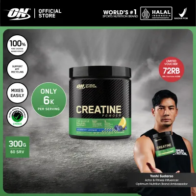 Optimum Nutrition Creatine Powder - Blueberry Lemonade - Recovery and Muscle Growth 300gr - Suplemen / Gym / Creatine monohydrate