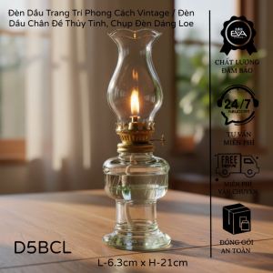 Đèn Dầu Thủy Tinh Trang Trí Bóng Loe / Đèn Lùn Bóng Cao  – Retro Home Decor