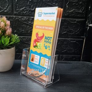 Tempat Brosur Akrilik / Display Brosur Acrylic / Rak Brosur Uk. 1/3 A4 Lipat Tiga Murah Knock Down