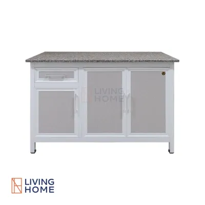 Livinghome FurnitureMall เคาน์เตอร์ครัว หน้าเรียบ 120 cm. รุ่น GA-811A ท็อปหิน สีลายผ้าเทา