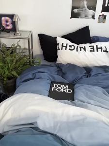 Nordic Style Bed Sheet Set Four-Piece Washed Cotton Bedding Simple Student Dormitory Bed Sheet Three-Piece Set Mens Quilt Cover Summer LZD