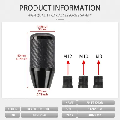 Universal Gear Shift Knob Handle Manual For Truck Automatic Carbon Fiber Shifter Stick Lever