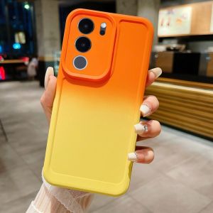 Gradient Silicone Phone Case For Vivo V29 Pro V29e V27 V27e 5G 4G V 29 29e 27 27e 2023 Fashion Simple Straight Side casing Anti Drop Shockproof TPU Soft Bumper Case Back Cover