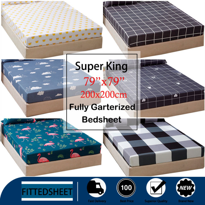 Super King Fully Garterized Bedsheet Fitted Sheet High Quality Printed Bed Sheet Lazada PH