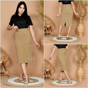 Rok Kerja Pendek Hitam Span 7/8 Bahan Mewah Formal Kantor