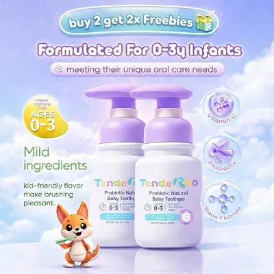 Tenderoo ToothGel Probiotic + Vit C • Blueberry Flavor • 0–3 Years Buy 2 Get 2x Freebies