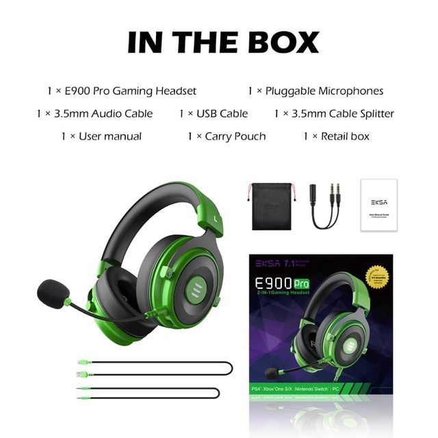 EKSA E900 Pro Virtual 7.1 Surround Sound Gaming Headset Led USB/3.5mm