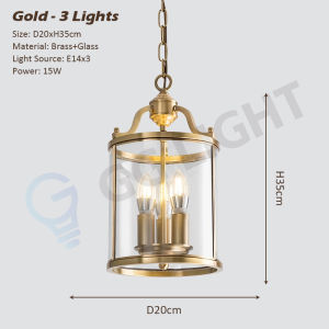 Glass Chandelier Entrance Restaurant 44CM Brass Lamp Body Simple Staircase Bar Metal Solder Cylinder Birdcage Glass Lamp Warm Light