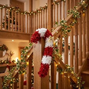 YUHENNY 44cm Christmas Candy Cane Ornaments DIY Ribbon Garland Hanging Pendant Holiday Party Decoration Decortative Xmas Tree Ornaments Christmas