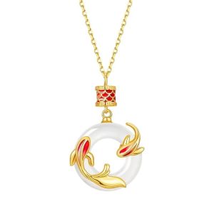 สแตนเลส เครื่องประดับ เครื่องประดับ อาเกตสีแดง หยกแดง หัวเข็มขัดนิรภัย ตกแต่ง หัวเข็มขัดโลหะ สร้อยคอผู้หญิง/สร้อยคอผู้หญิง ปลาคาร์ป ที่นําโชคลาภมาสู่ทุกสิ่ง โซ่กระดูกไหปลาร้าจี้ผู้หญิงแบบใหม่