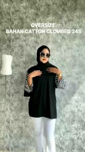 Kaos Polos Mix Salur Terbaru Atasan Wanita Belah Samping