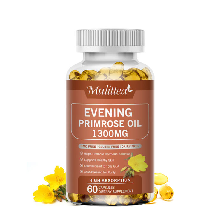 Mulittea Evening Primrose Oil 1300mg Supplement Skin Hair Beauty