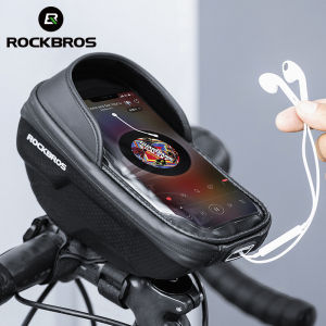 ROCKBROS Hard Shell Phone Bicycle Bag Waterproof 6.8 / 6.2 Inch Touch Screen Shockproof Reflective Cycling Front Frame Bicycle Accessories Big size phonebag