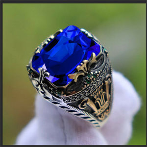 Luxury Vintage Mens Jade Ring Emerald Vintage Ring Personalized Hollowed-out Bold Mens Ring