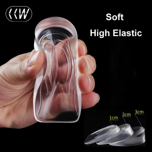 CCW 1 Pair Silicone Gel Heightening Pad Height Increase Insole Heel Shoe Non-slip Shock Absorption Invisible Arch Support Insert for Men Women