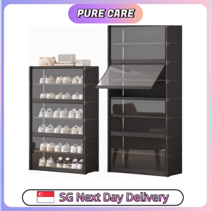 【Pure Care】 Flip Dustproof Shoe Cabinet with Clear Door / 30cm Deep Large Shoe Rack Organizer